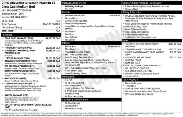 2026 Chevrolet Silverado 2500HD Crew Cab, Standard Bed, LT, 4WD