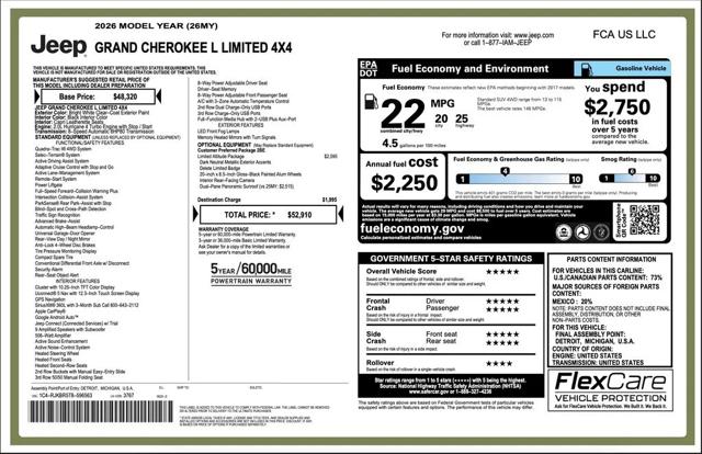 2026 Jeep Grand Cherokee L GRAND CHEROKEE L LIMITED 4X4