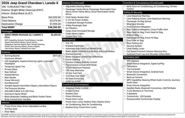 2026 Jeep Grand Cherokee L GRAND CHEROKEE L LAREDO X 4X4