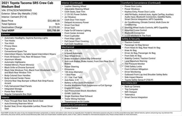 2021 Toyota Tacoma SR5 V6 for sale in Brandon, MS