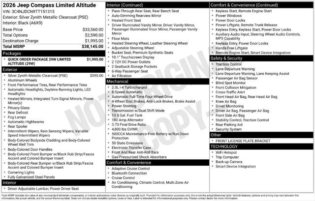 2026 Jeep Compass Limited Altitude