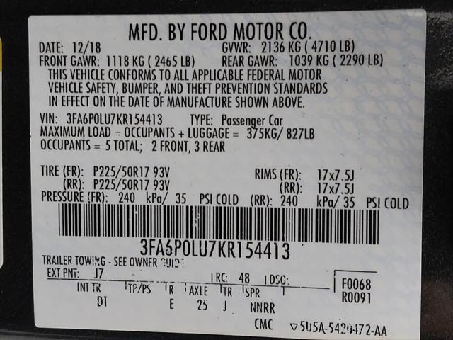2019 Ford Fusion Hybrid SE