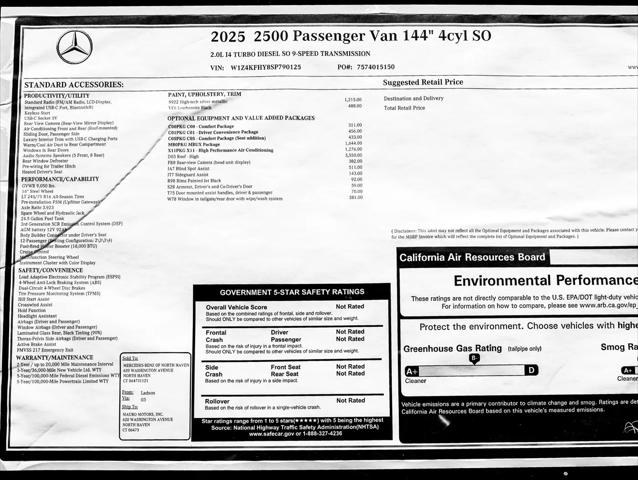 2025 Mercedes-Benz Sprinter 2500 Standard Roof 4-Cyl Diesel