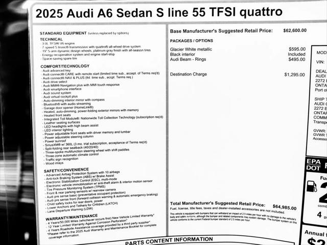 2025 Audi A6 Premium 55 TFSI quattro S tronic