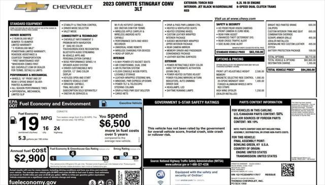 2023 Chevrolet Corvette Stingray RWD Convertible 3LT