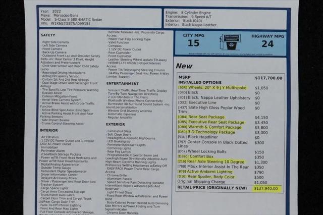 2022 Mercedes-Benz S 580 4MATIC