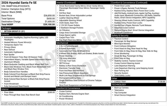 2026 Hyundai Santa Fe SE for sale in Pikeville, KY