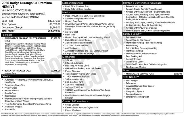 2026 Dodge Durango GT Premium AWD HEMI V8