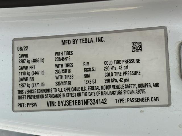 2022 Tesla Model 3 Long Range Dual Motor All-Wheel Drive