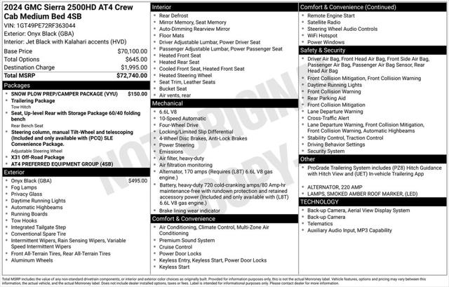 2024 GMC Sierra 2500HD 4WD Crew Cab Standard Bed AT4
