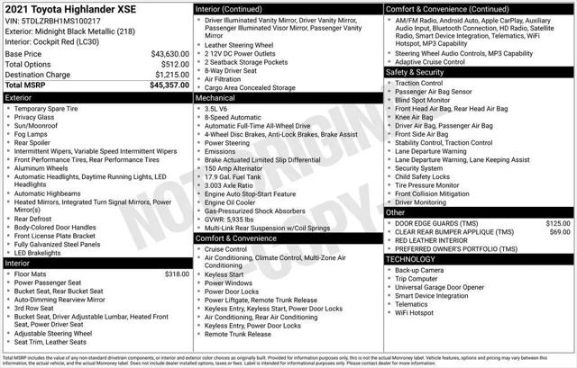 2021 Toyota Highlander XSE for sale in New Castle, PA