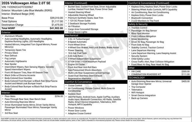 2026 Volkswagen Atlas SE for sale in Huntsville, AL