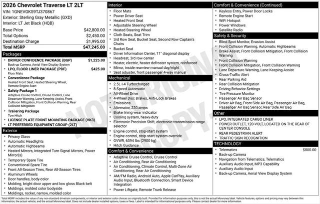 2026 Chevrolet Traverse AWD LT