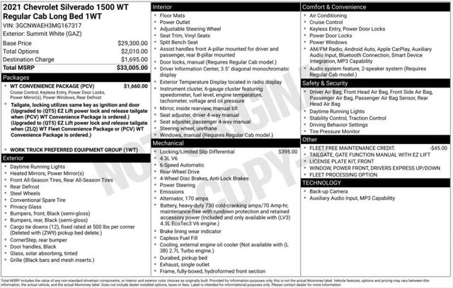 2021 Chevrolet Silverado 1500 2WD Regular Cab Long Bed WT