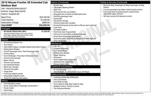 2010 Nissan Frontier SE 2010 Nissan Frontier SE