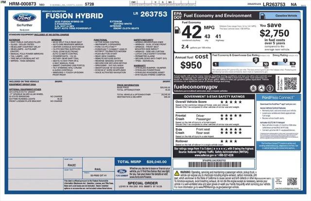 2020 Ford Fusion Hybrid SE