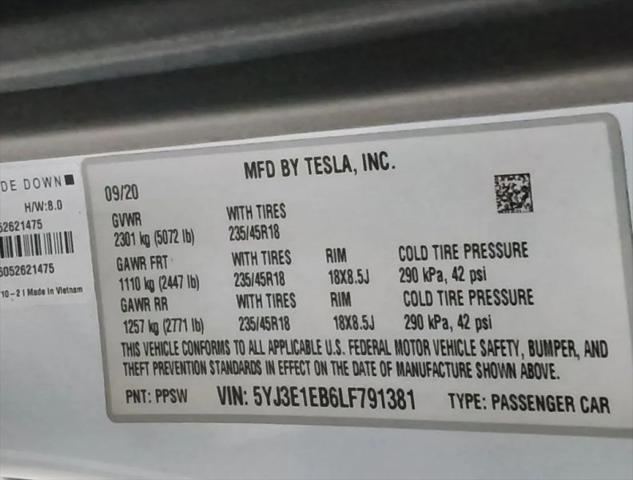 2020 Tesla Model 3 Long Range Dual Motor All-Wheel Drive