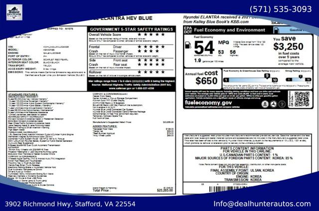 2022 Hyundai Elantra Hybrid Blue for sale in Stafford, VA