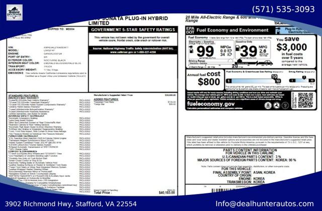 2019 Hyundai Sonata Plug-In Hybrid Limited for sale in Stafford, VA