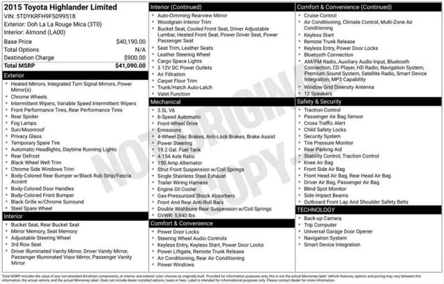 2015 Toyota Highlander Limited V6