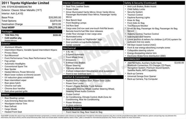 2011 Toyota Highlander Limited V6