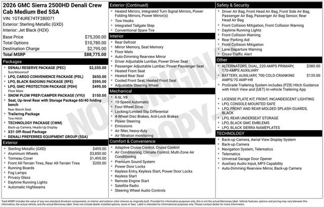 2026 GMC Sierra 2500HD Crew Cab, Standard Bed, Denali, 4WD