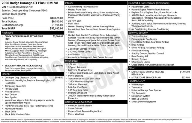 2026 Dodge Durango GT Plus AWD HEMI V8