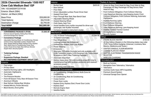 2026 Chevrolet Silverado 1500 4WD Crew Cab Standard Bed RST