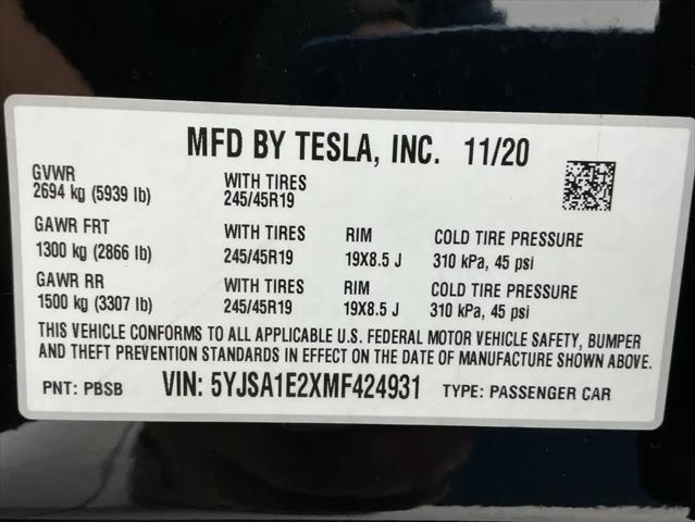 2021 Tesla Model S Long Range Plus Dual Motor All-Wheel Drive
