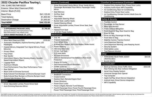 2022 Chrysler Pacifica Touring L for sale in Cincinnati, OH