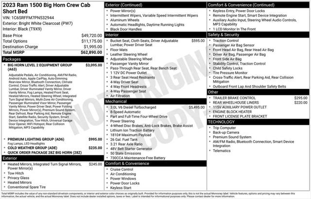2023 Ram 1500 Big Horn Crew Cab 4x4 57 Box