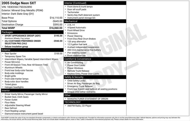 2005 Dodge Neon SXT for sale in Chesterton, IN