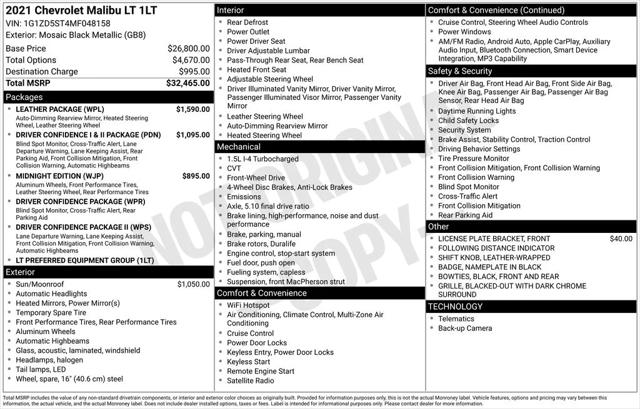 2021 Chevrolet Malibu FWD LT 2021 Chevrolet Malibu FWD LT