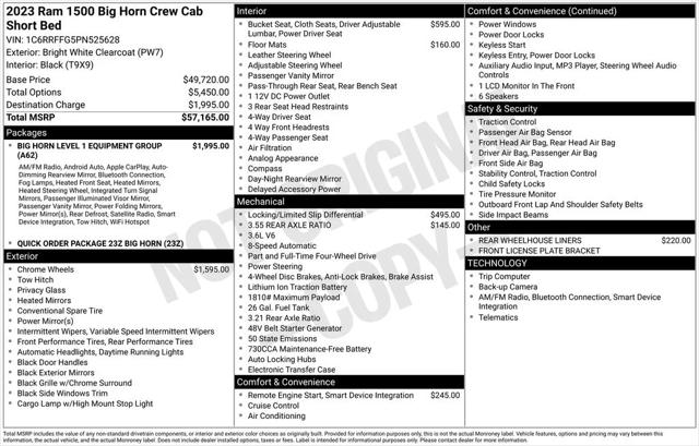 2023 RAM 1500 Big Horn Crew Cab 4x4 57 Box 2023 RAM 1500 Big Horn Crew Cab 4x4 57 Box