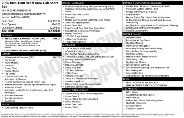 2025 RAM 1500 Rebel Crew Cab 4x4 57 Box 2025 RAM 1500 Rebel Crew Cab 4x4 57 Box