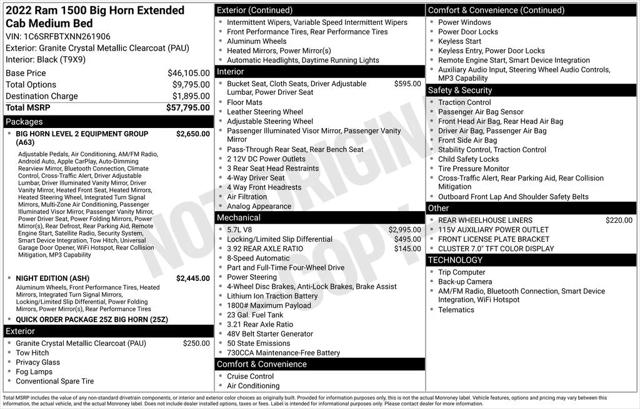 2022 RAM 1500 Big Horn Quad Cab 4x4 64 Box 2022 RAM 1500 Big Horn Quad Cab 4x4 64 Box