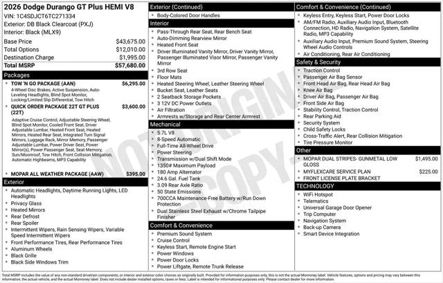 2026 Dodge Durango GT Plus AWD HEMI V8
