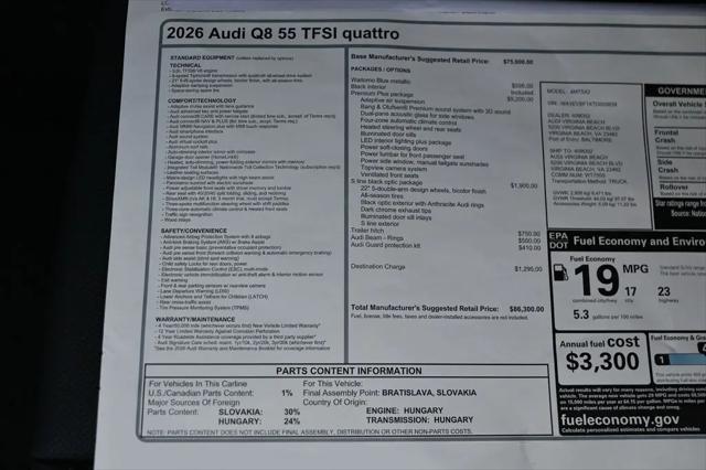 2026 Audi Q8 Premium Plus 55 TFSI quattro Tiptronic