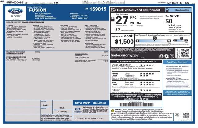 2020 Ford Fusion SE 2020 Ford Fusion SE