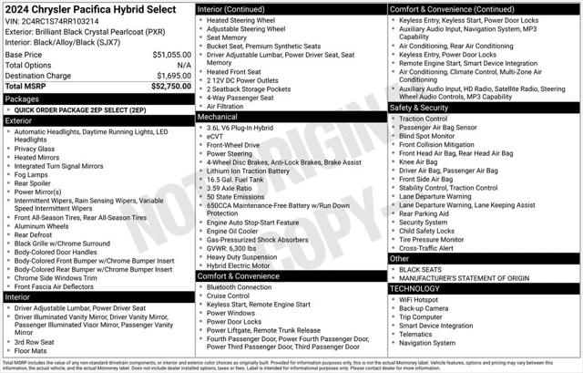 2024 Chrysler Pacifica Hybrid Select 2024 Chrysler Pacifica Hybrid Select