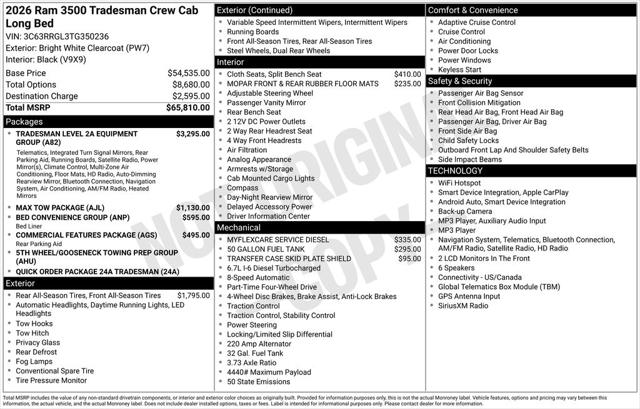 2026 RAM Ram 3500 RAM 3500 TRADESMAN CREW CAB 4X4 8 BOX 2026 RAM Ram 3500 RAM 3500 TRADESMAN CREW CAB 4X4 8 BOX