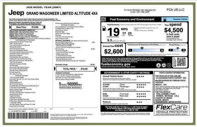 2026 Wagoneer Grand Wagoneer GRAND WAGONEER LIMITED ALTITUDE 4X4