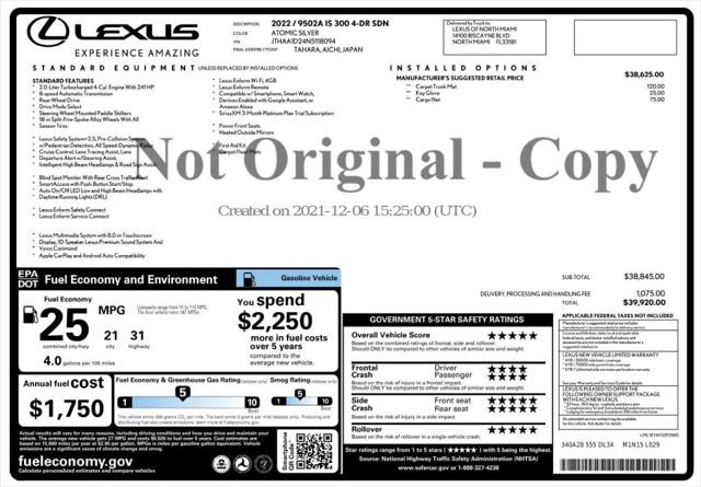 2022 Lexus IS IS 300