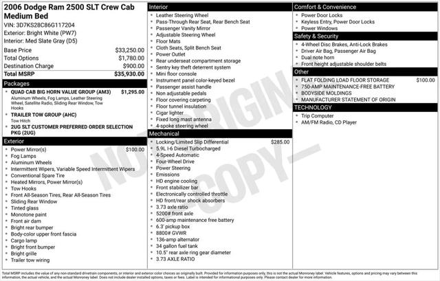 2006 Dodge Ram 2500 SLT/TRX4 Off Road/Sport/Power Wagon 2006 Dodge Ram 2500 SLT/TRX4 Off Road/Sport/Power Wagon