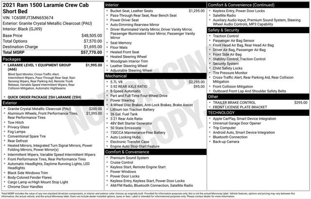 2021 RAM 1500 Laramie Crew Cab 4x4 57 Box 2021 RAM 1500 Laramie Crew Cab 4x4 57 Box