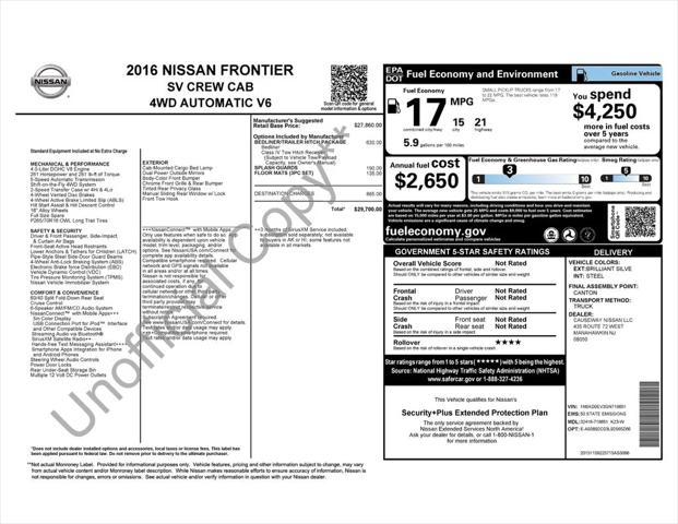 2016 Nissan Frontier SV 2016 Nissan Frontier SV