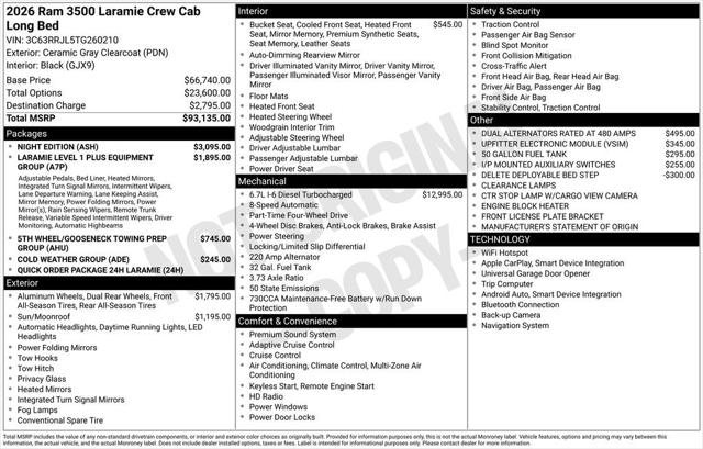2026 RAM Ram 3500 RAM 3500 LARAMIE CREW CAB 4X4 8 BOX