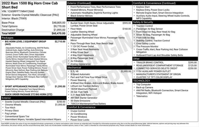 2022 Ram 1500 Big Horn Crew Cab 4x4 57 Box