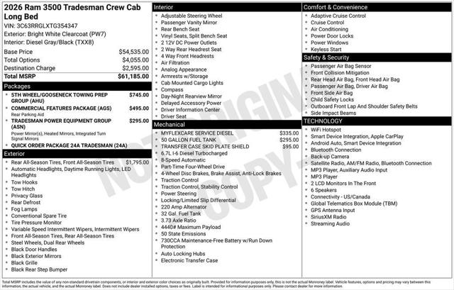 2026 RAM Ram 3500 RAM 3500 TRADESMAN CREW CAB 4X4 8 BOX