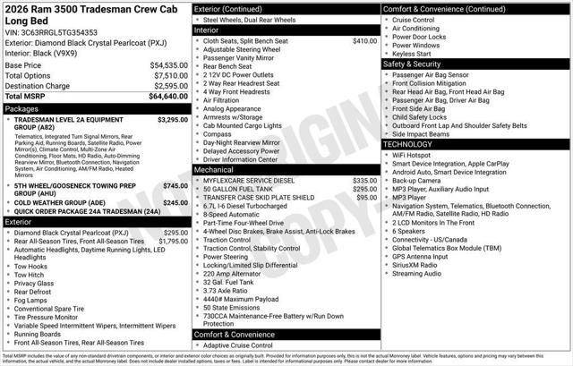 2026 RAM Ram 3500 RAM 3500 TRADESMAN CREW CAB 4X4 8 BOX 2026 RAM Ram 3500 RAM 3500 TRADESMAN CREW CAB 4X4 8 BOX